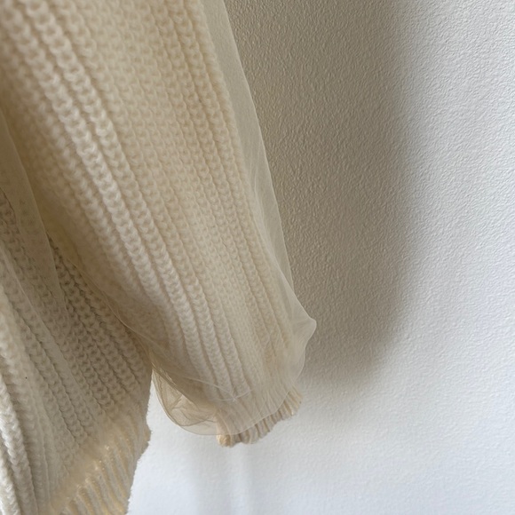 White Cowl Neck Cable Knit Sweater - Picture 5 of 8